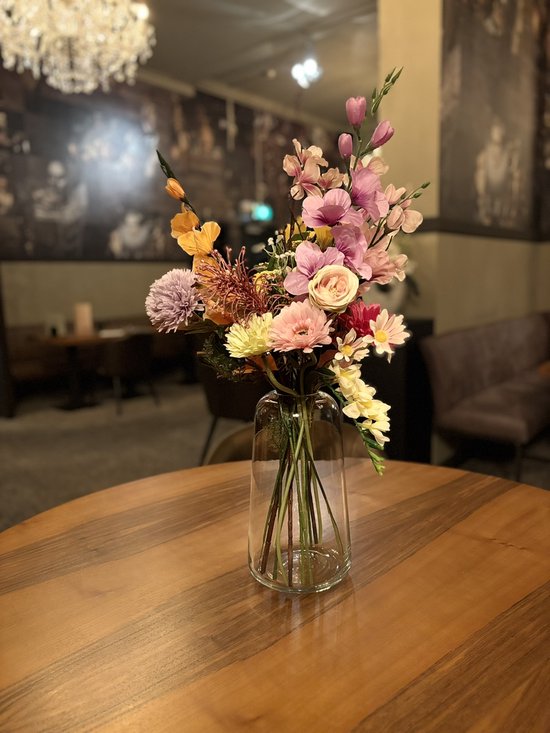 The Bloomistic® – Zijden Boeket – 60-70 cm hoog – Kunstbloemen – 19 stelen – Kerst surprise – nepbloemen – housewarming cadeau – voor haar – decoratie woonkamer