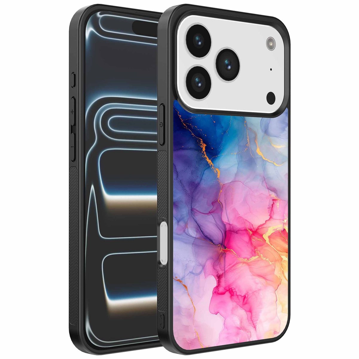 Geschikt voor iPhone 17 Pro Telefoonhoesje met marmeropdruk - TPU backcover case marble design - Regenboog - Smartphonica geschikt voor iPhone 17 Pro