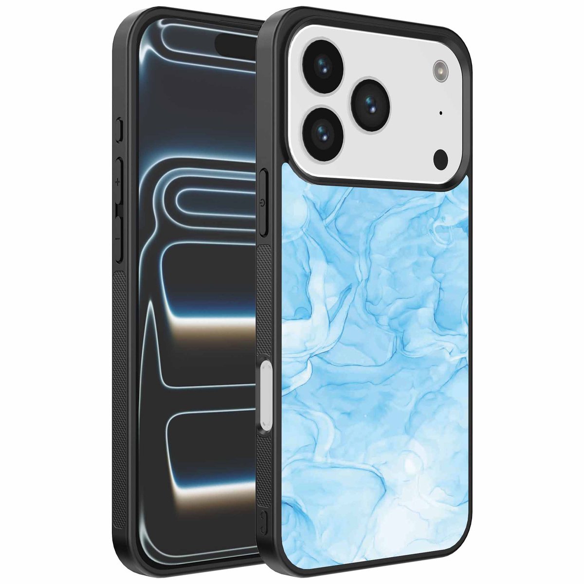 Geschikt voor iPhone 17 Pro Telefoonhoesje met marmer opdruk - TPU backcover case marble design - Lichtblauw - Smartphonica geschikt voor iPhone 17 Pro