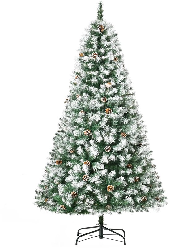 Premfy Deluxe Kunstkerstboom 180 cm Snowy met LED en Dennenappels