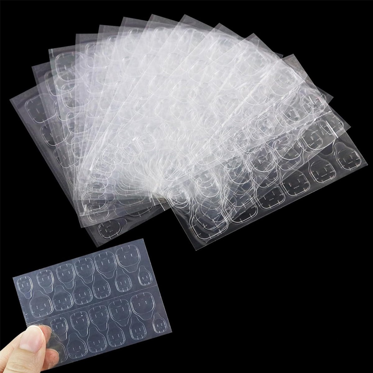 OUYLAF Dubbelzijdige Nagelstickers - Plaknagels - Press on Nails - Nepnagels - Nagelstickers - Kunstnagels - 20 vellen - 480 stuks - nagellijm voor nepnagels - Makkelijk