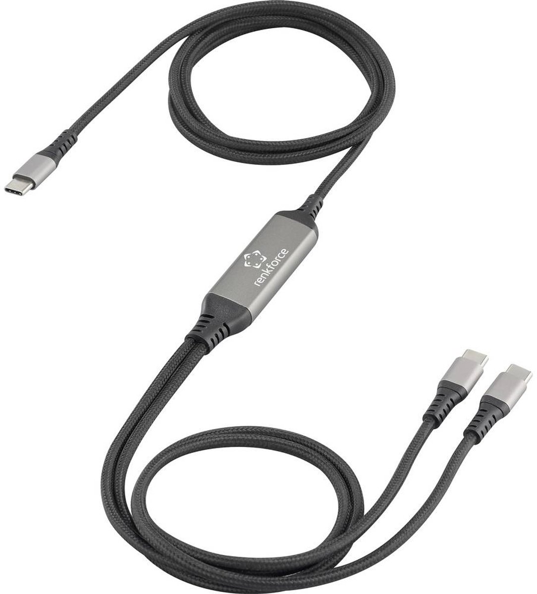 Renkforce RF-6721084 USB-C Y-kabel USB 2.0 USB-C stekker 1.50 m Zwart