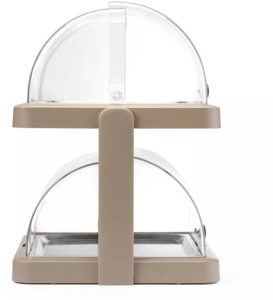 HENDI Dubbele koelvitrine met roldeksels, 2 niveaus - 48 x 35,5 x 48 cm - ABS/PET met koelelementen, inclusief rvs schalen 40 x 30 cm - beige - voor horecabuffet van Merkloos — afbeelding 3