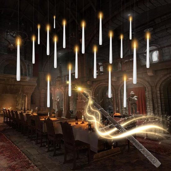 Lanterne à bougie avec télécommande, 20 Bougies magiques suspendues d'Halloween, Bougies LED sans flamme scintillantes et chaudes, Décoration d'Halloween à piles pour l'intérieur (20 pièces)