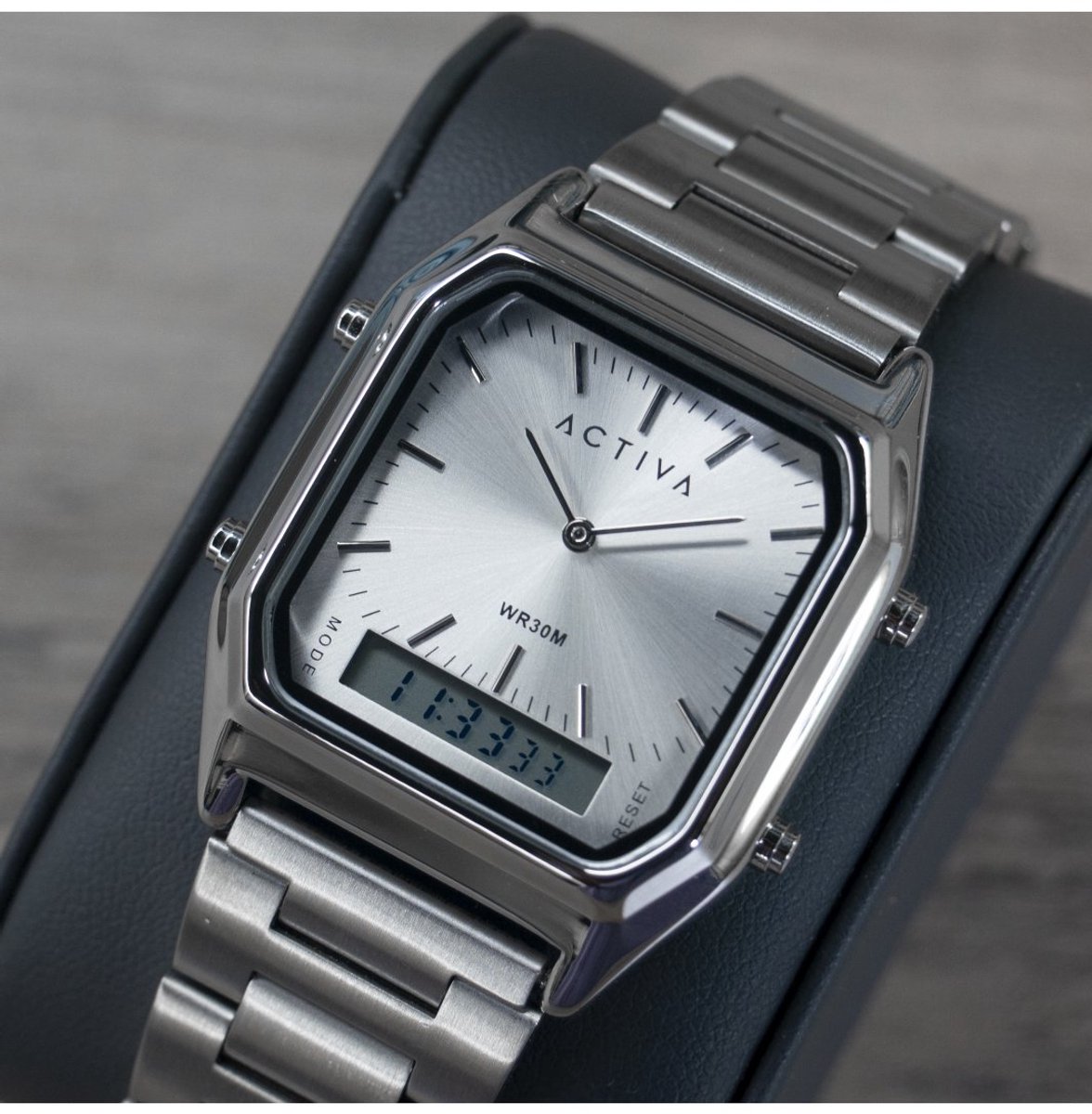 Activa X Invicta DIGITAL ESSENTIALS ACW1220-003 Heren Horloge - Waterdicht - Digitaal - Quartz Uurwerk - met zilveren Wijzerplaat - 43mm