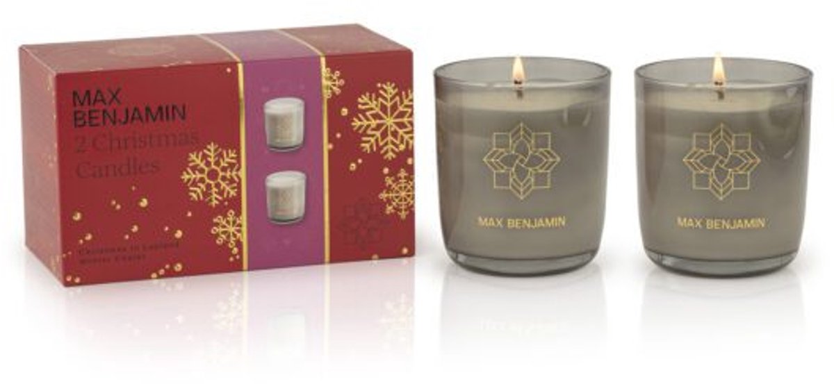 Max Benjamin 2 Geurkaars Cadeauset - Winter Chalet & Christmas in Lapland - 100 branduren - Kerstcadeau Rood