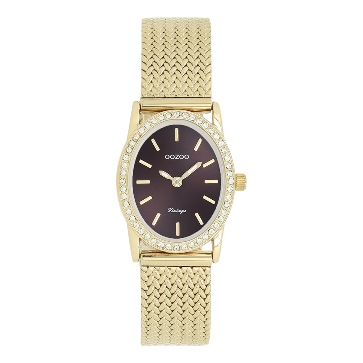 OOZOO Vintage series - Goudkleurige horloge met metalen v-mesh armband - C20433
