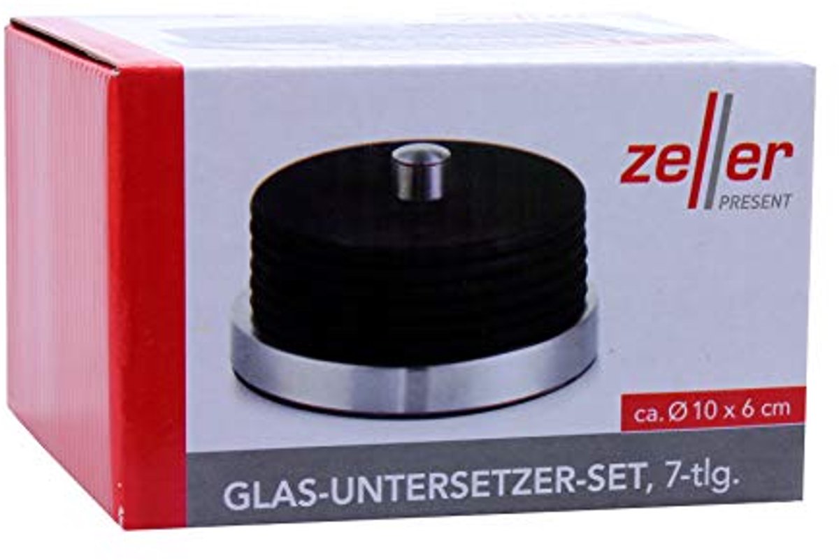 Glazen Onderzetterset - 7 Delige Set - Zwart