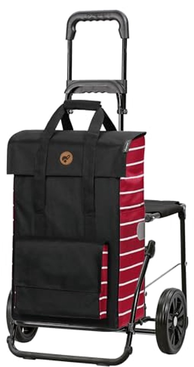 Comfortabele Boodschappentrolley met Zitting en Inklapbare Functie