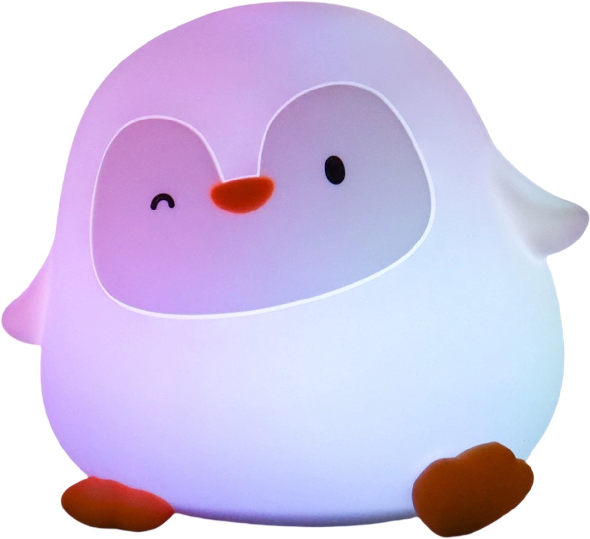 Schattig siliconen pinguïn nachtlampje met kleurveranderende sfeerverlichting en timer, ideaal voor kinderkamers.