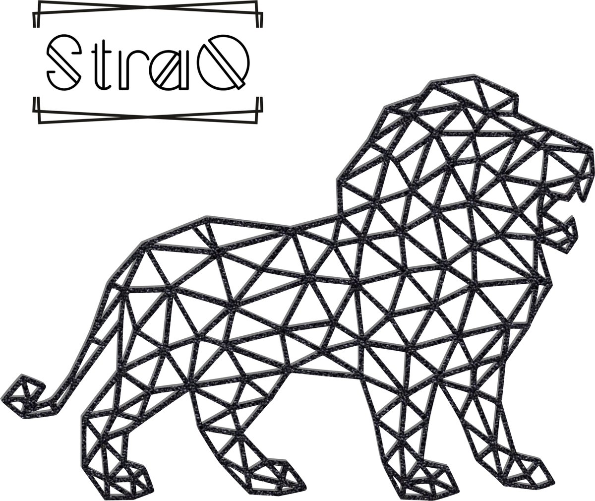 StraQ Zwarte Geometrische Leeuw 24 cm - Dier - Muurdecoratie - Wanddecoratie - Wandversiering - Rechts