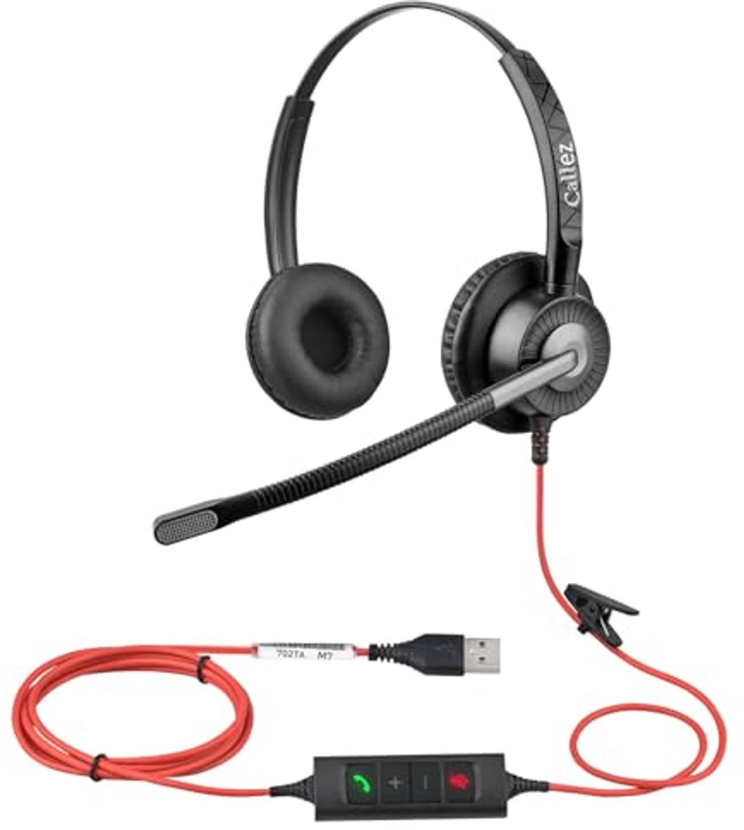 USB-headset met microfoon voor pc en videoconferenties met ruisonderdrukking
