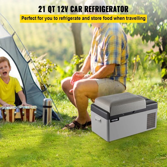 Amolass - Elektrische Koelbox - Mini Koelkast- Compressor - Koelbox voor Kamperen - 20L - 12/24V (DC)/110–240V (AC) - Grijs van Merkloos — afbeelding 3