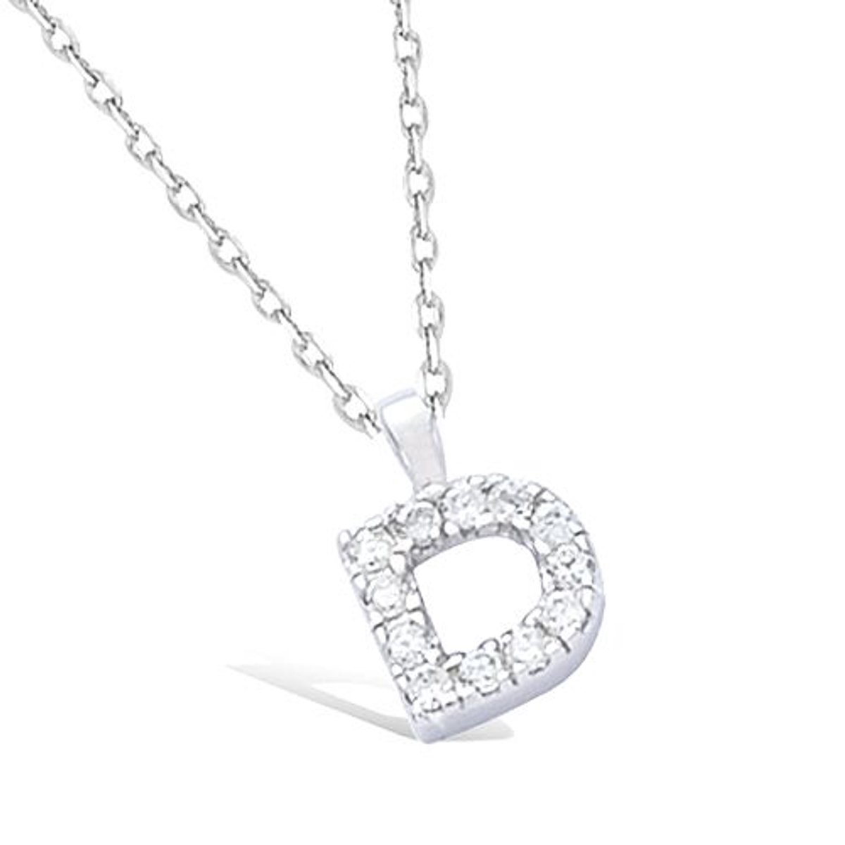 CHIVAL Letter D Ketting – 925 Zilver – Initiaal Hanger met Zirkonia – Minimalistisch & Tijdloos – Hypoallergene Dames Ketting - Cadeau voor Haar - Naam