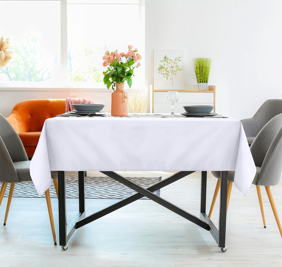 Candala Rond Tafelkleed – 140 x 240 cm – Polyester – Wit – Set van 2