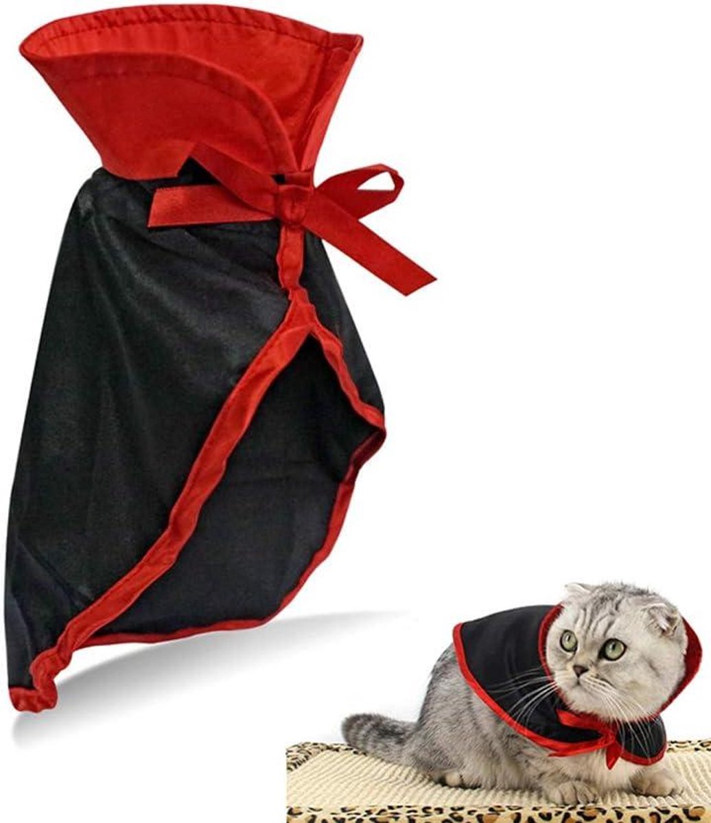 Daity Halloween-cape voor huisdieren, cosplay vampiercape voor katten en kleine honden, Halloween-kostuumset voor huisdieren
