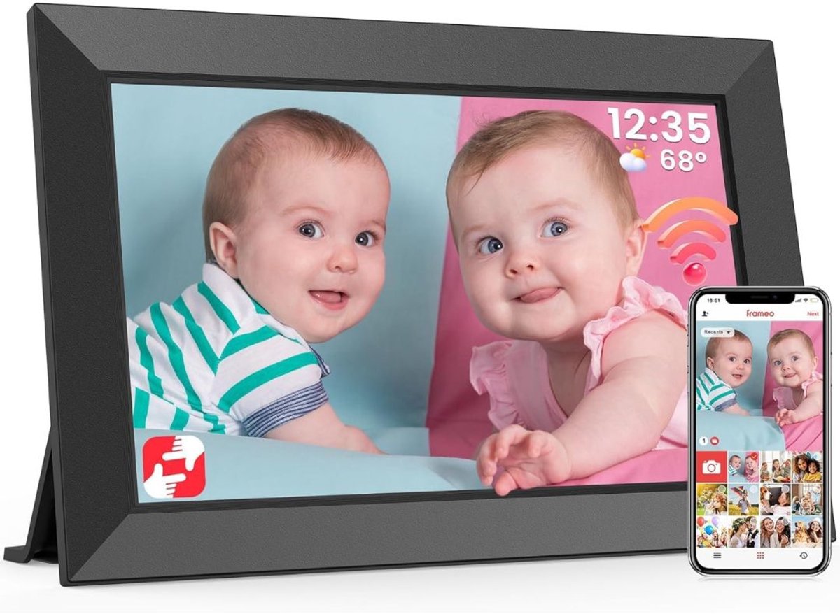 Digitale Fotolijst met Wifi - Fotolijsten - Frameo App - HD Kwaliteit - Zwart