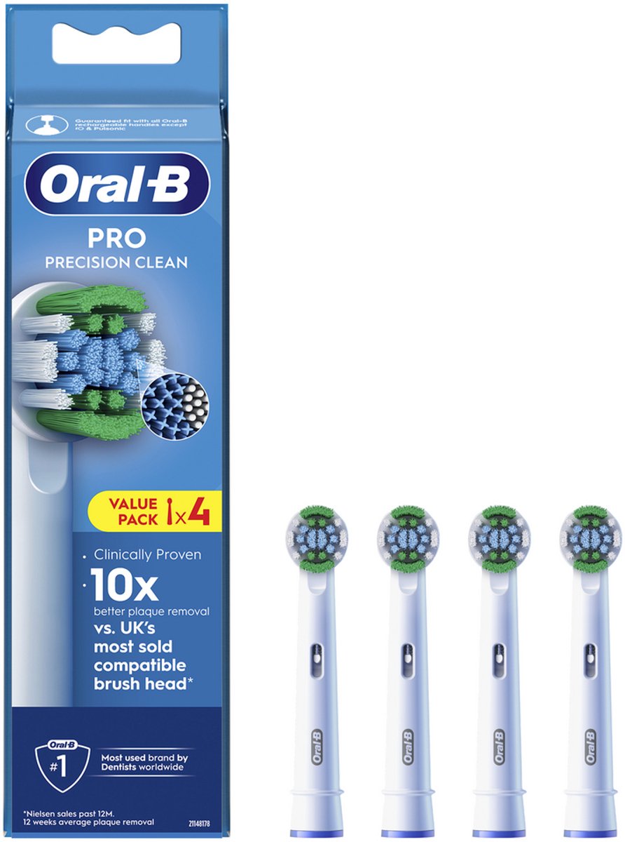 Oral-B Pro - Precision Clean - Opzetborstels met CleanMaximiser Technologie - 4 Stuks -