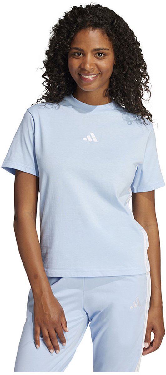 Adidas Essentials 3 Stripes Cotton T-shirt Met Korte Mouwen XS Vrouw Blauw