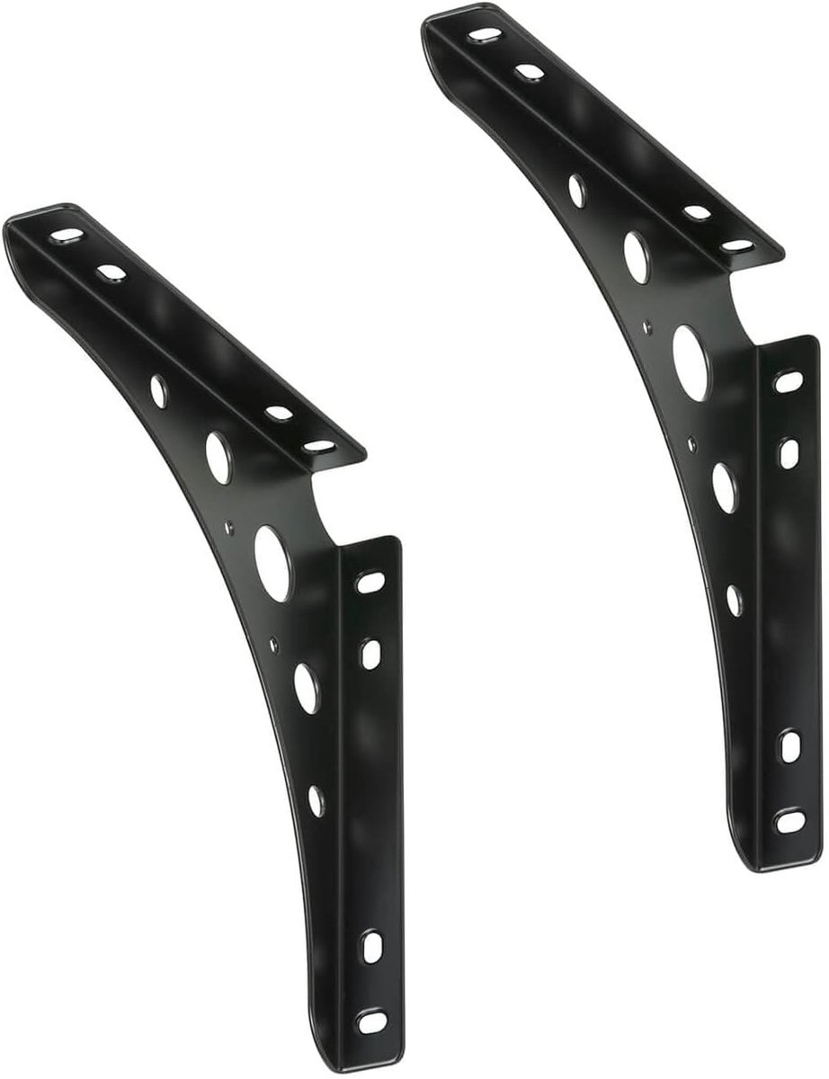 2 x siwitec Delta Line console 200 x 200 mm in zwart, plankdrager met draagvermogen van 95 kg, plankdrager