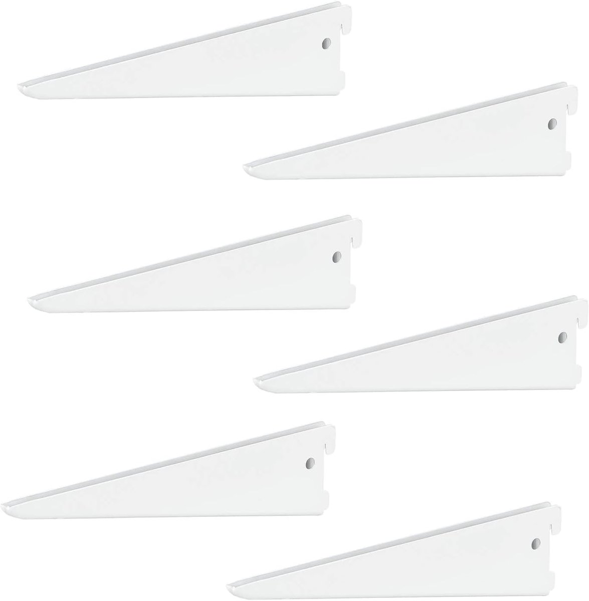 6 x siwitec U-dragers 220 x 50 mm in wit, plankdragers voor een tweerijig plankrailsysteem