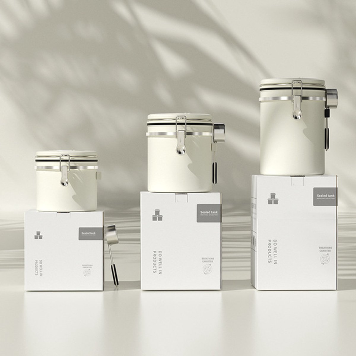 Koffiebonen opbergbus- koffiebonen bewaren - Nieuw Voedsel bewaren - kitchen Merchandise - vooraadbus - bewaardozen - kitchen Merchandise - 1.8L Vooraadpot - Voorraadpotten - wit kleur - Opslagtank voor gedroogd fruit- Opslag van koffiebonen