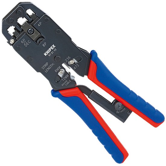 KNIPEX 97 51 10 krimptang voor Western-stekkers met meer-componentengrepen gebruineerd 190 mm
