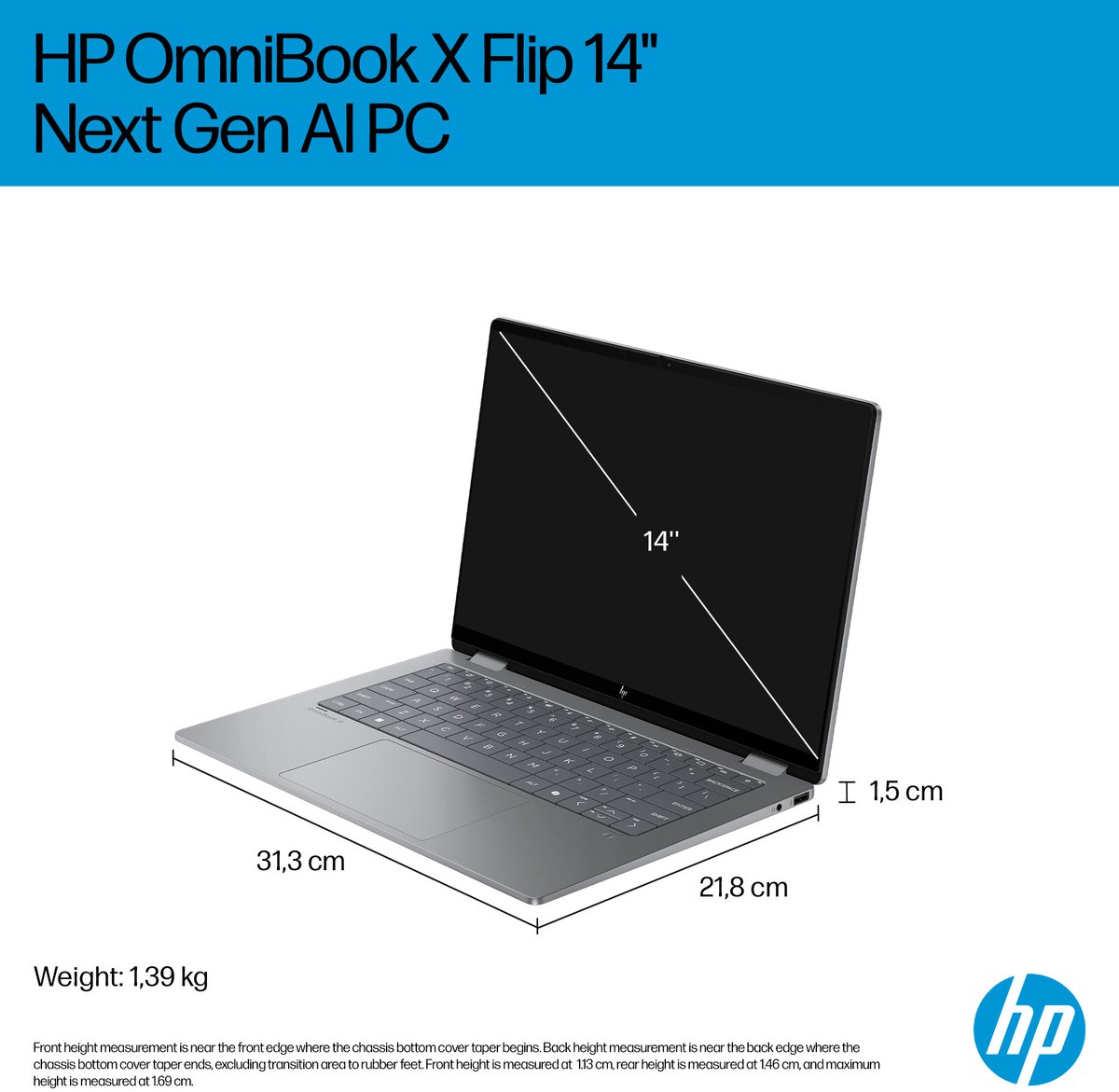 HP OmniBook X Flip NGAI 14-fk0772nd - 2-in-1 Copilot+ Laptop - 14 inch - OLED - 1.39 KG - Ryzen AI 7 - 32 GB RAM - 1000 GB - Windows 11 Home — afbeelding 4