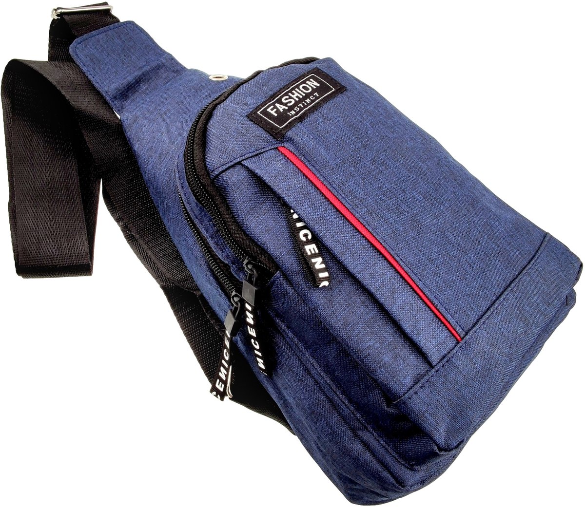 Crossbodytas Unisex - Blauwe Oxford-stof - Schoudertas met 4 Vakken Dames en Heren
