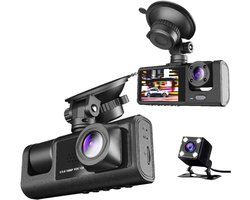 Dubbele dashcam voor in de auto, voor- en binnenkant, autobeveiligingsvideorecorder met audio, 1080P, voertuigcamera, plug-and-play, WDR, nachtzicht, automatische vergrendeling met G-sensor, 2 inch scherm（Met 64G geheugenkaart）