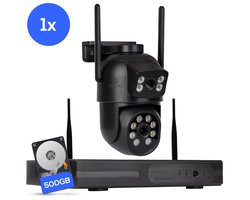 Teceye Dual Beveiligingscamera Buiten met Recorder - Draadloze Buitencamera - 1 Camera - 500GB Opslag
