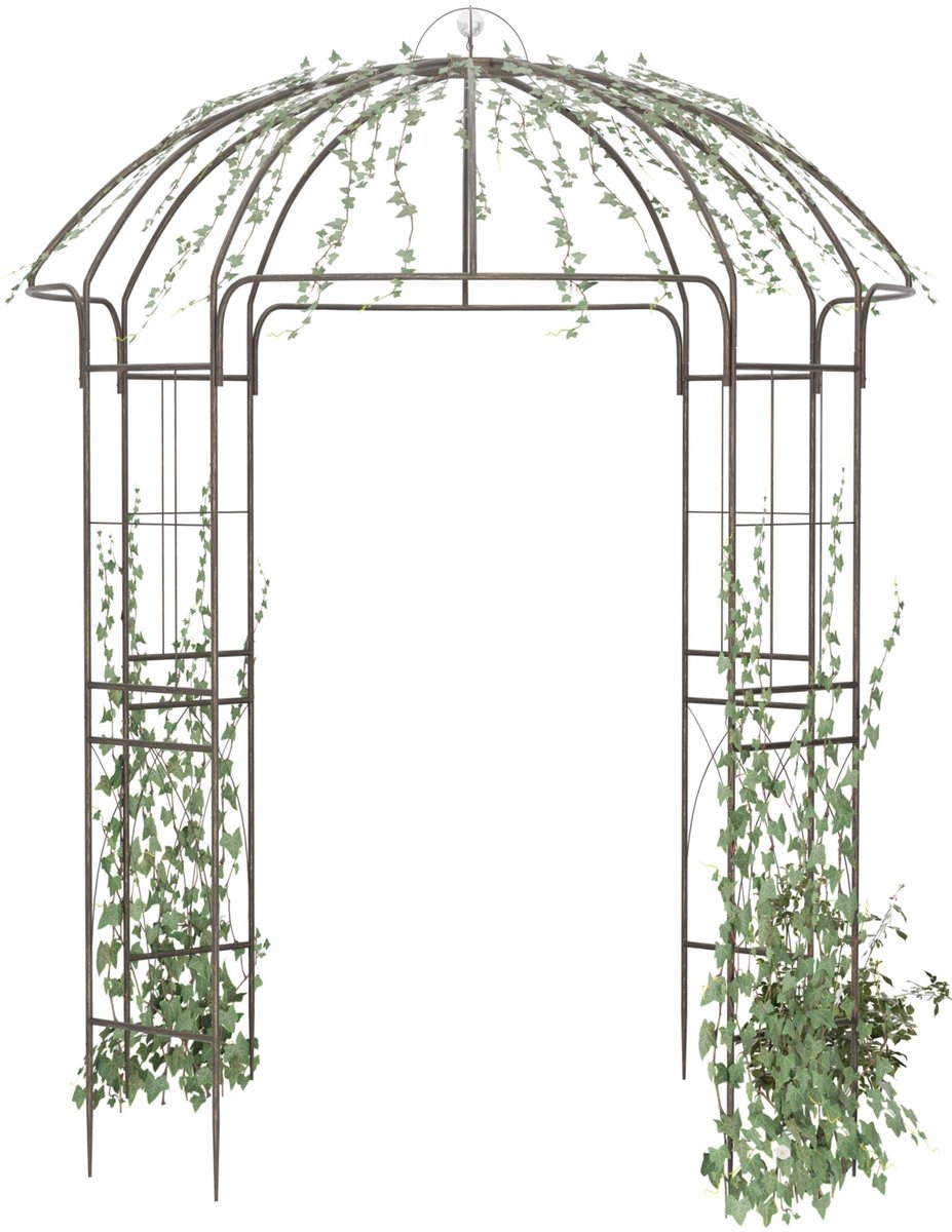 CLP Rozenboog Paviljoen Keira - Metalen Tuinprieel 270x200 cm - Klimboog voor Rozen & Clematis - Gepoedercoat & Weerbestendig - bronzen