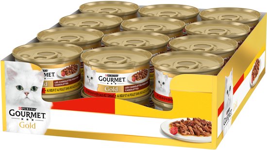 Gourmet Gold Cassolettes - Kattenvoer Natvoer - Rund & Kip - 24 x 85 g