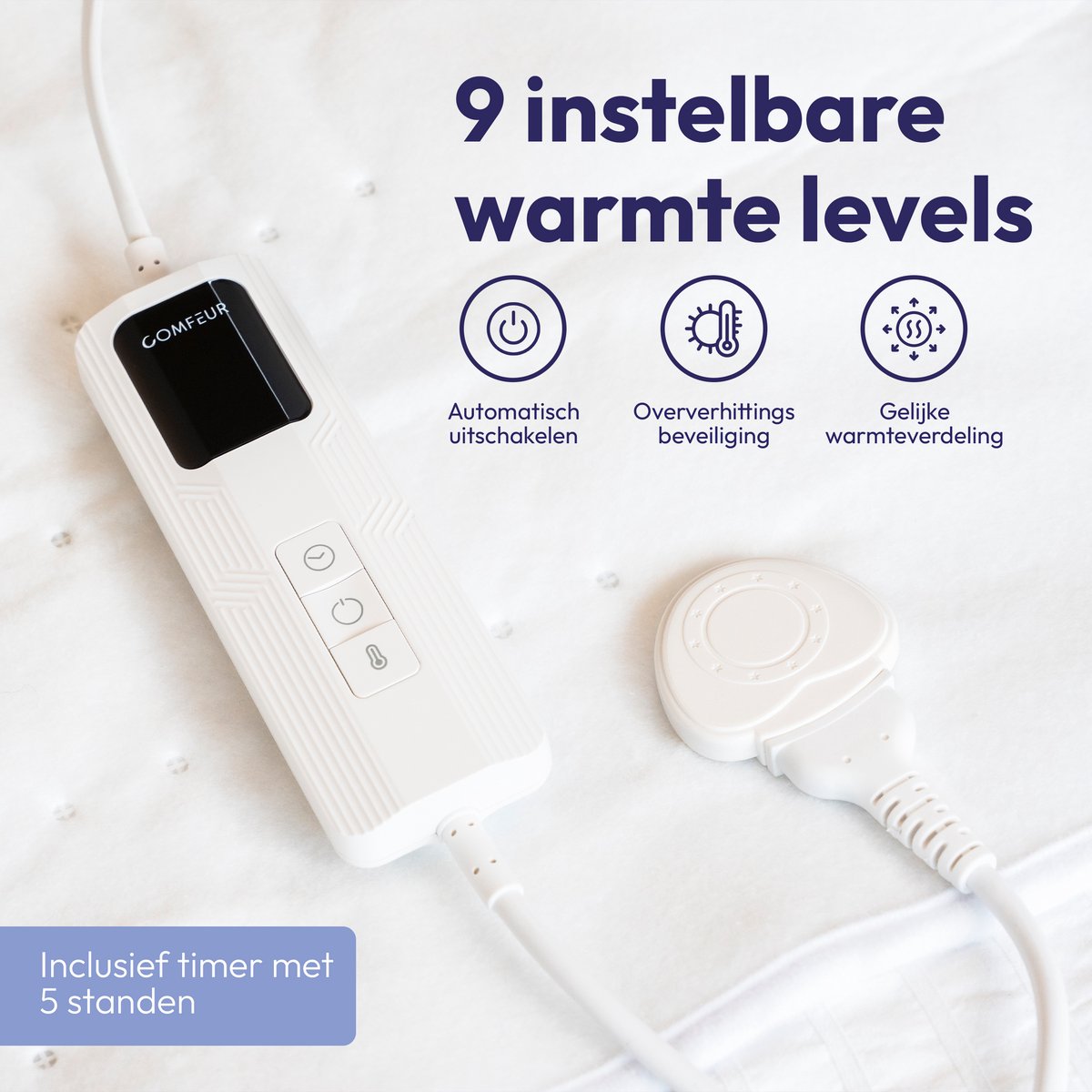 Afbeelding 3 van Comfeur Elektrische onderdeken 190x80 (EAN: 8721161762379)