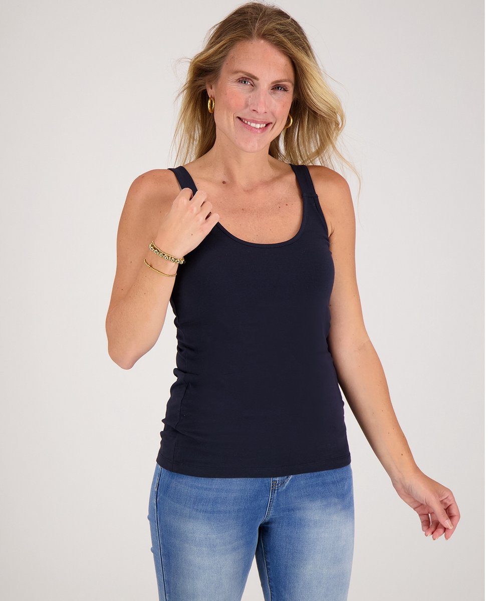 Je m'appelle Dames Top Met stretch - Blauw - Maat XS