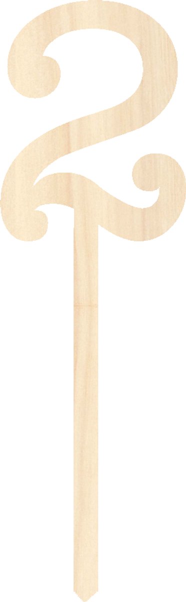 Houten taarttopper / caketopper – cijfer 2 – cake / taart decoratie – feest / verjaardag