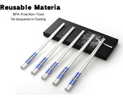 5 Paar traditioneel Chopsticks Voor Sushi en Japanse gerechten-Eetstokjes, Nieuwe model,Keramiek-Blauwe