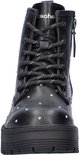 Zwarte veterlaars met plateauzool en zilverkleurige strass-steentjes. Skechers logo op de zijkant.