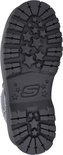 Zool van zwarte kinderlaars met grof profiel, ster-details en Skechers S-logo.