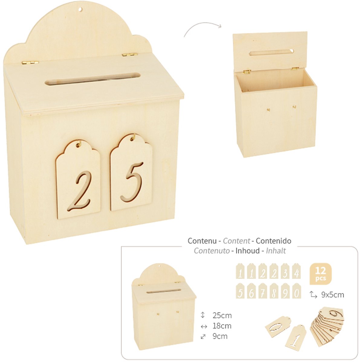 Adventskalender brievenbus 18x25x9m - Artemio