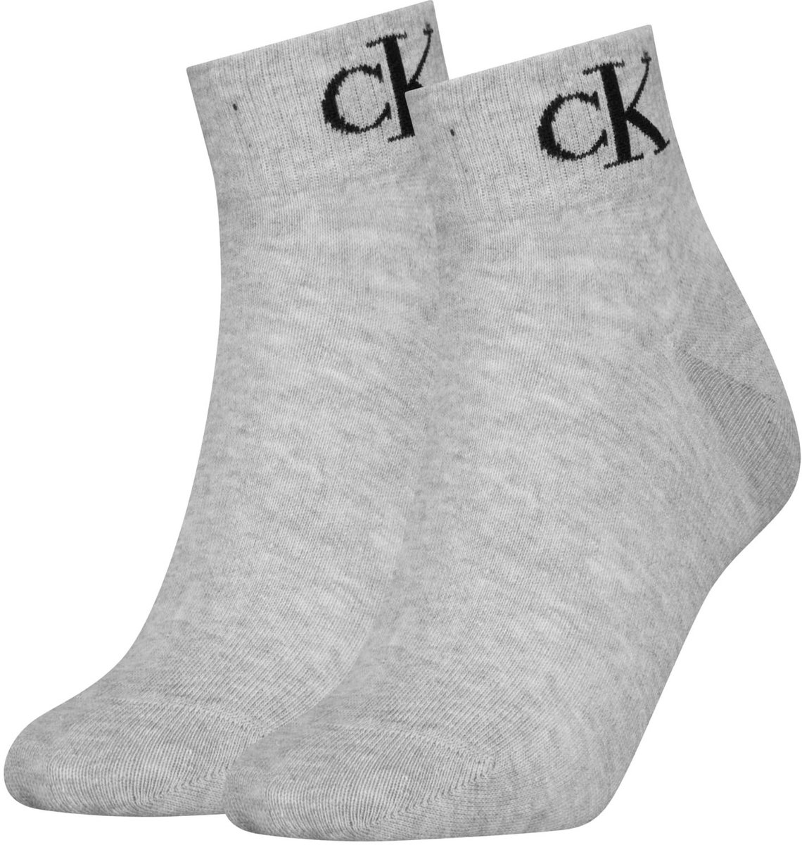Calvin Klein Jeans Dames Quartersokken 2-Pack Monogram Grijs
