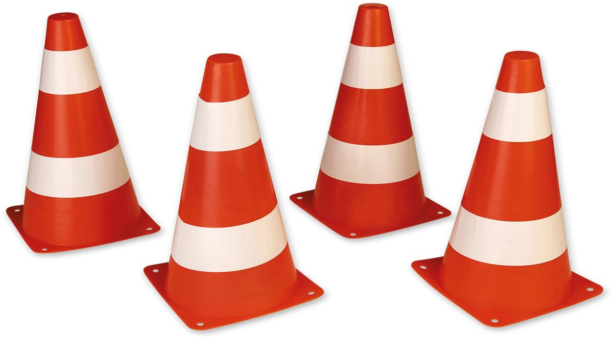 HAPPY PEOPLE pionnen, 4 stuks, 23 cm, 70g, oranje met witte strepen