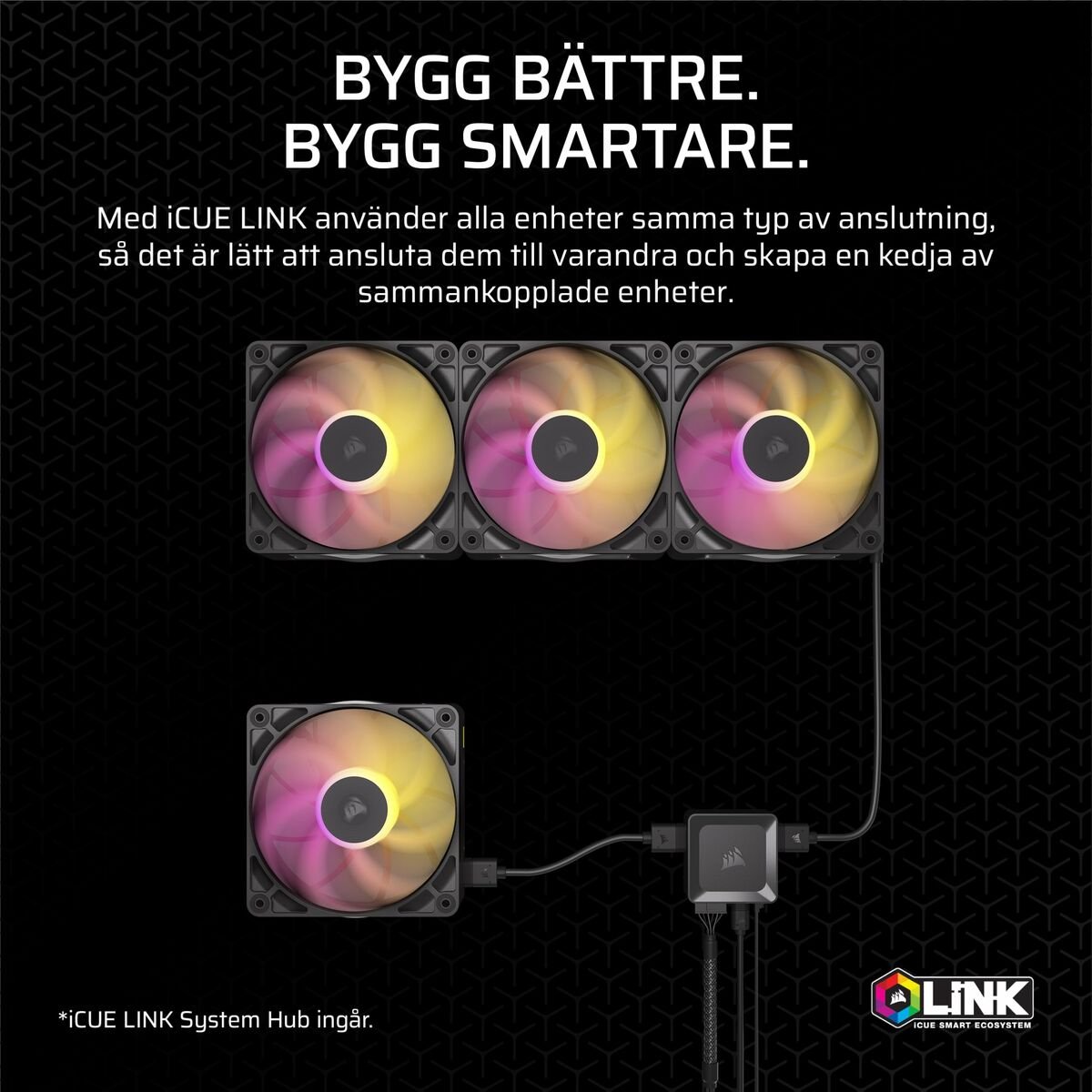 Corsair iCUE LINK RX140 MAX RGB computer behuizing ventilator 14 cm zwart, 2 stuks
