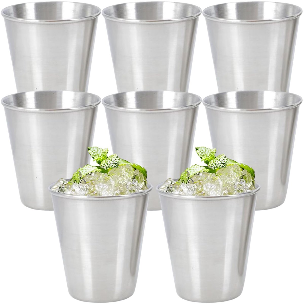 Goodivery® Set van acht roestvrijstalen drinkbekers voor veelzijdig gebruik binnen en buiten