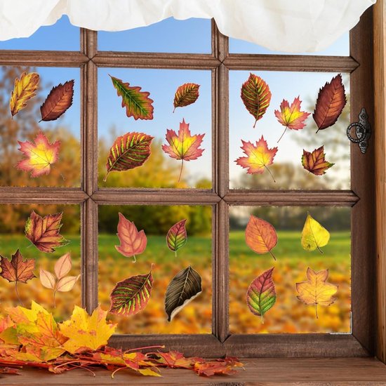 Autocollants Pour Fenêtre En Forme De Feuille D'érable De Thanksgiving