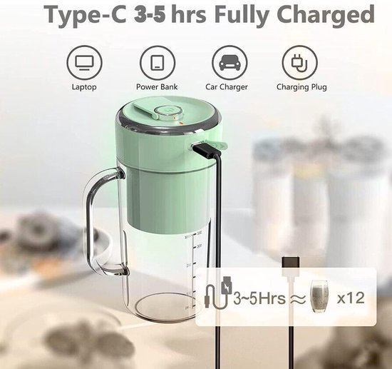 Draagbare blender met USB-oplaadpoort voor shakes en smoothies, 12 oz van PopBabies — afbeelding 3