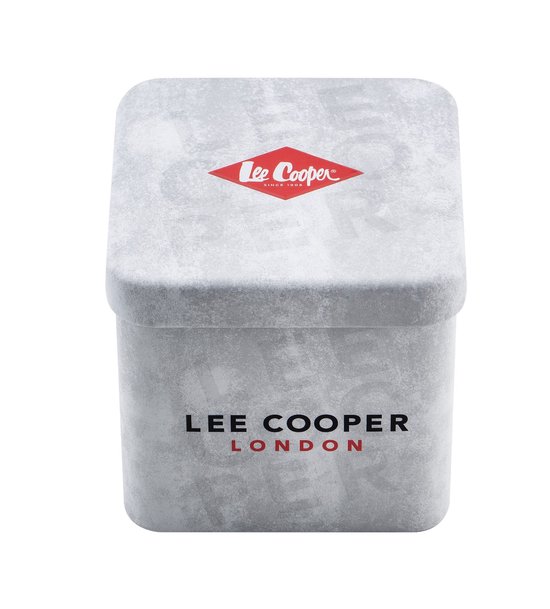 Lee Cooper 360 - Montre - Montre-bracelet - Analogique - Femme - Bracelet en acier milanais - Métal - Carré - Rond - Rayures - Argenté - Zwart - Wit