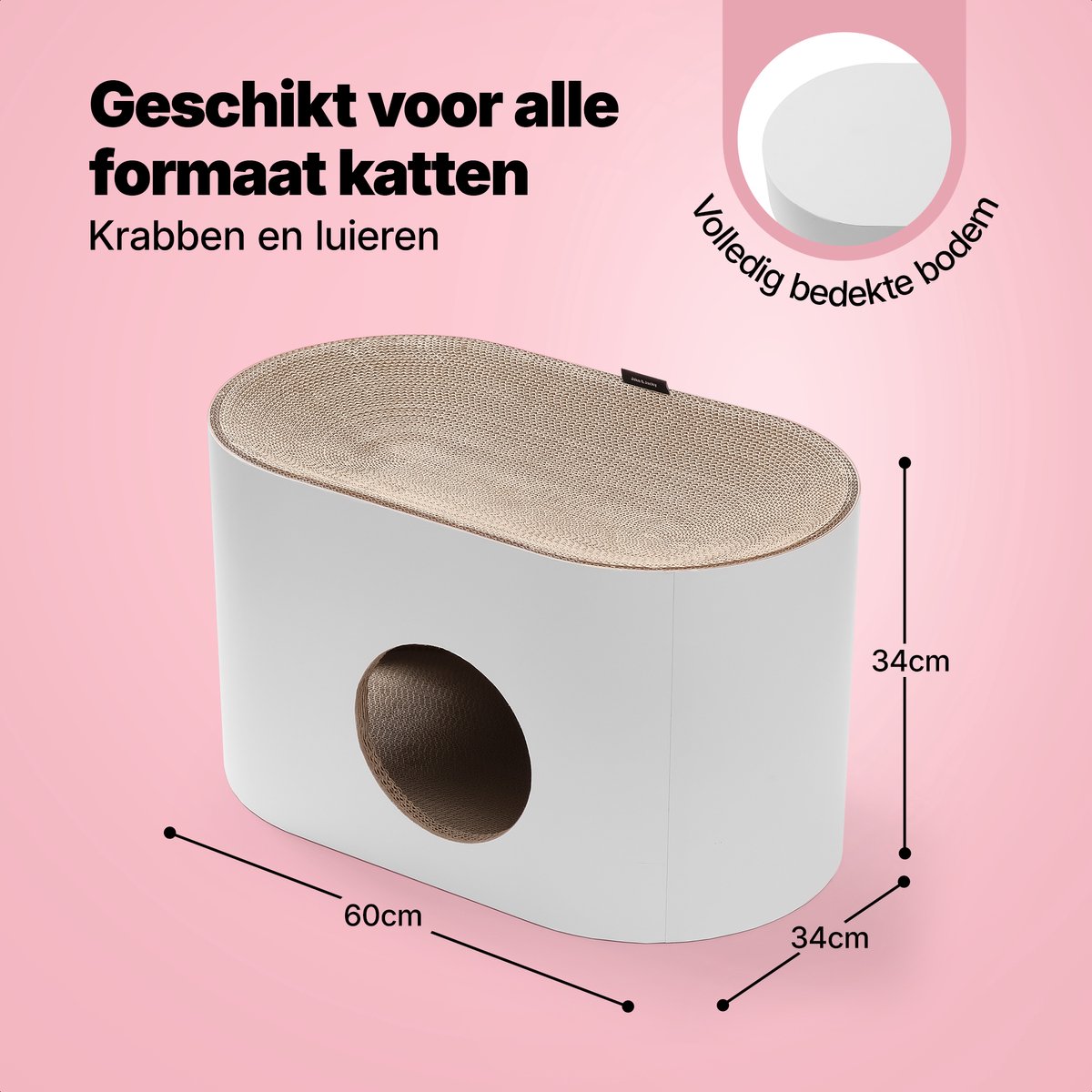 Jake and Jacky Krabkarton voor Katten - Kattenhuis Karton - Krabpaal Karton - Krabmand - Krabplank - Krabmeubel - Kartonnen Krabmat - Kattenmand - Kattenbed - 60x34x34cm – foto 6