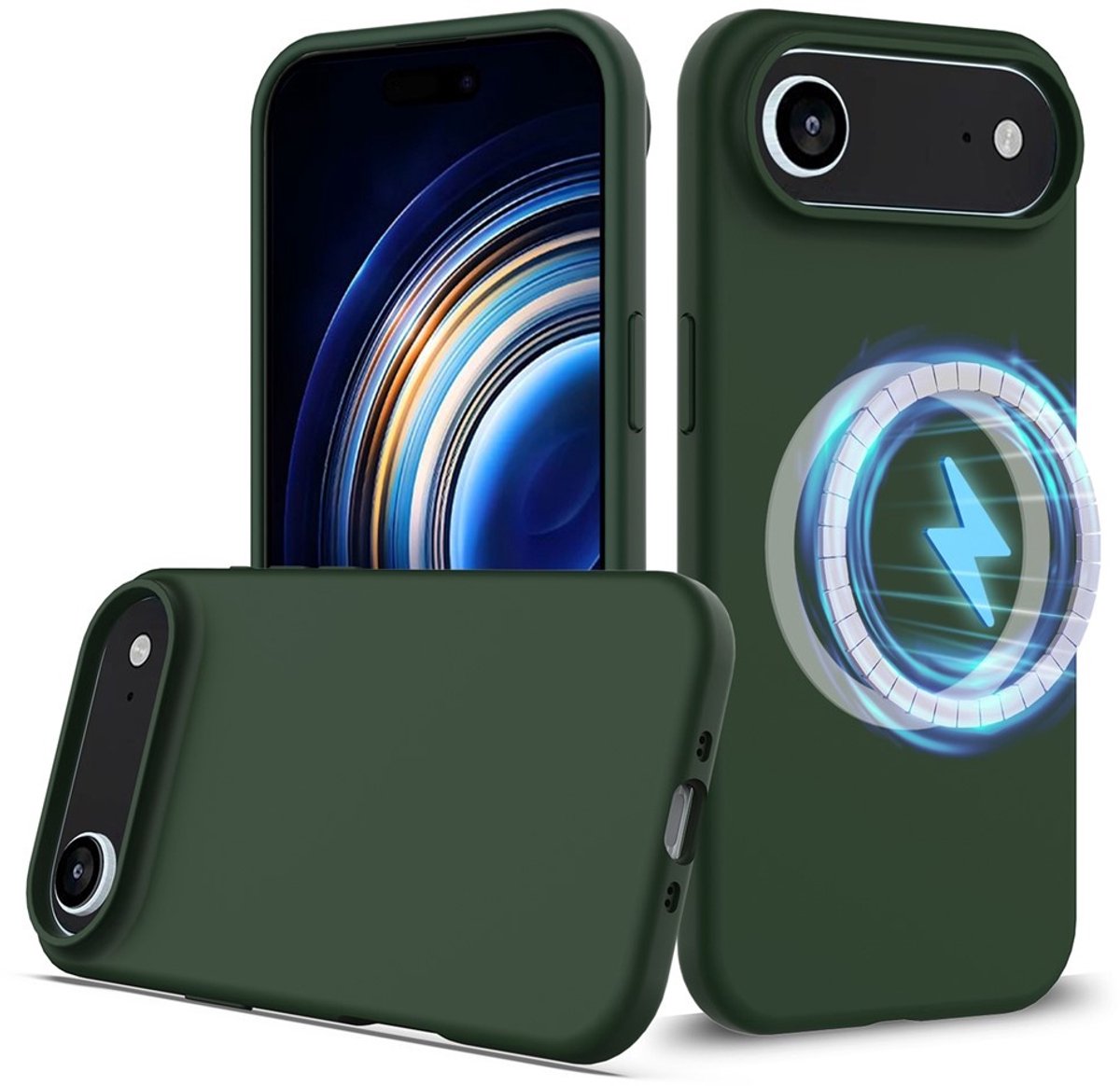 Lunso Geschikt voor iPhone 17 Air hoesje - Flexibel siliconen Backcover met magnetisch - Groen