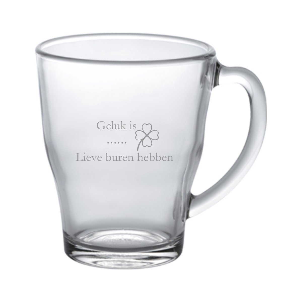 theeglas - glaswerk - theeglas burendag - theeglas voor de buren - glas met gravering - zandstralen - cadeau voor de buren - uniek en origineel - cadeau van glas - glas cadeau - theetje drinken